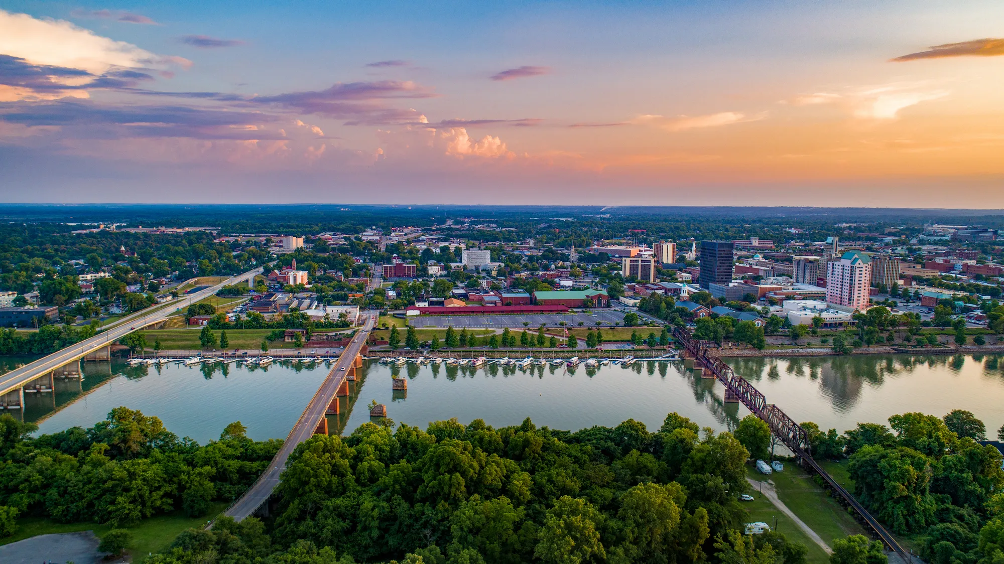 Aerial view of the Augusta, Georgia area